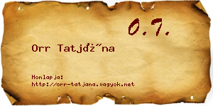 Orr Tatjána névjegykártya
